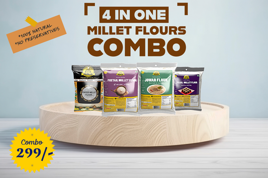 4 in one millet flour Combo (each 500g) | Ragi Flour | Foxtail Millet (Thinai flour) | Jowar Flour | Bajra Flour